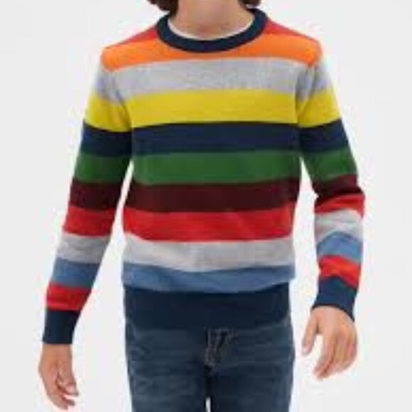 Gap Kids Boys Multicolor Crazy Stripe Long Sleeve Crewneck Preppy Sweater S 6/7 - Picture 6 of 6